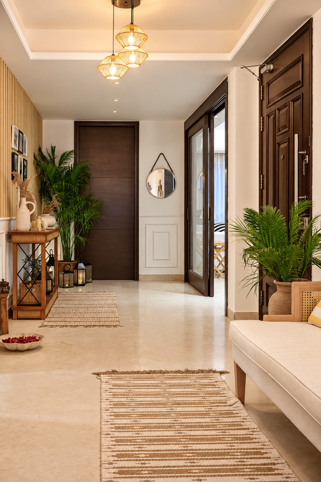 A welcoming entrance at The Jorbagh Apartment – Client 101